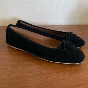 Soludos black leather suede flats